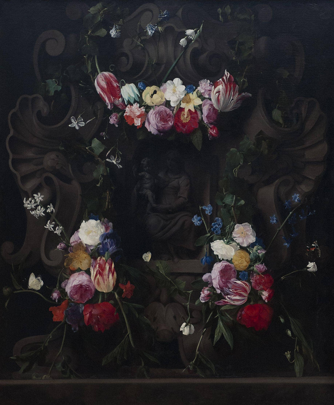 Mary with Child and Garland by Daniel Seghers — hand-painted still oil painting reproduction on canvas