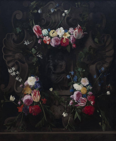 Mary with Child and Garland by Daniel Seghers — oil painting reproduction