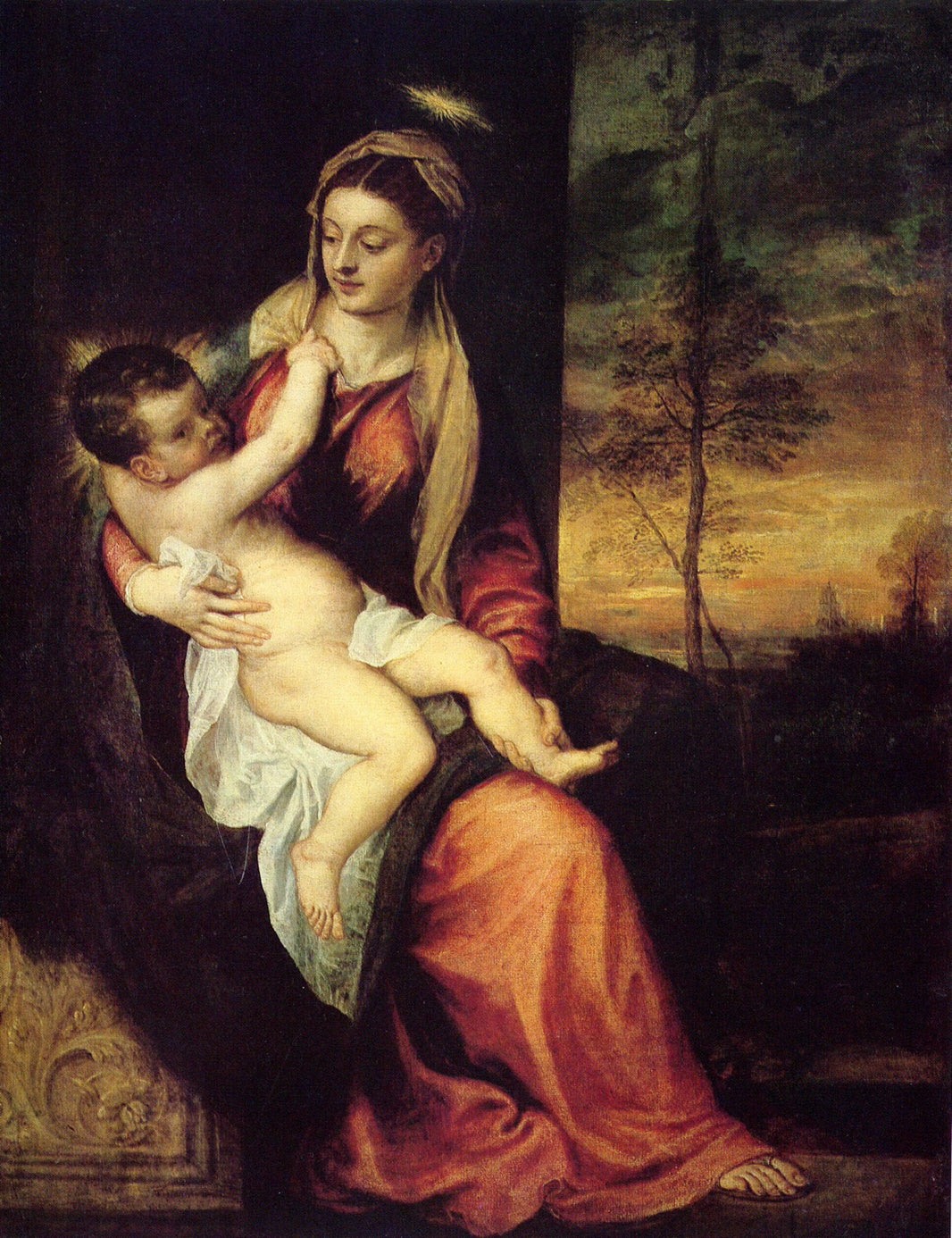 Mary with the Christ Child by Titian — hand-painted cultural oil painting reproduction on canvas