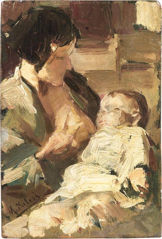 Maternity by Alessandro Milesi — hand-painted portrait oil painting reproduction on canvas