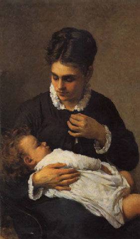 Maternity by Silvestro Lega — hand-painted portrait oil painting reproduction on canvas