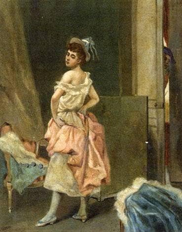The dressing room by Maurice Poirson — hand-painted portrait oil painting reproduction on canvas