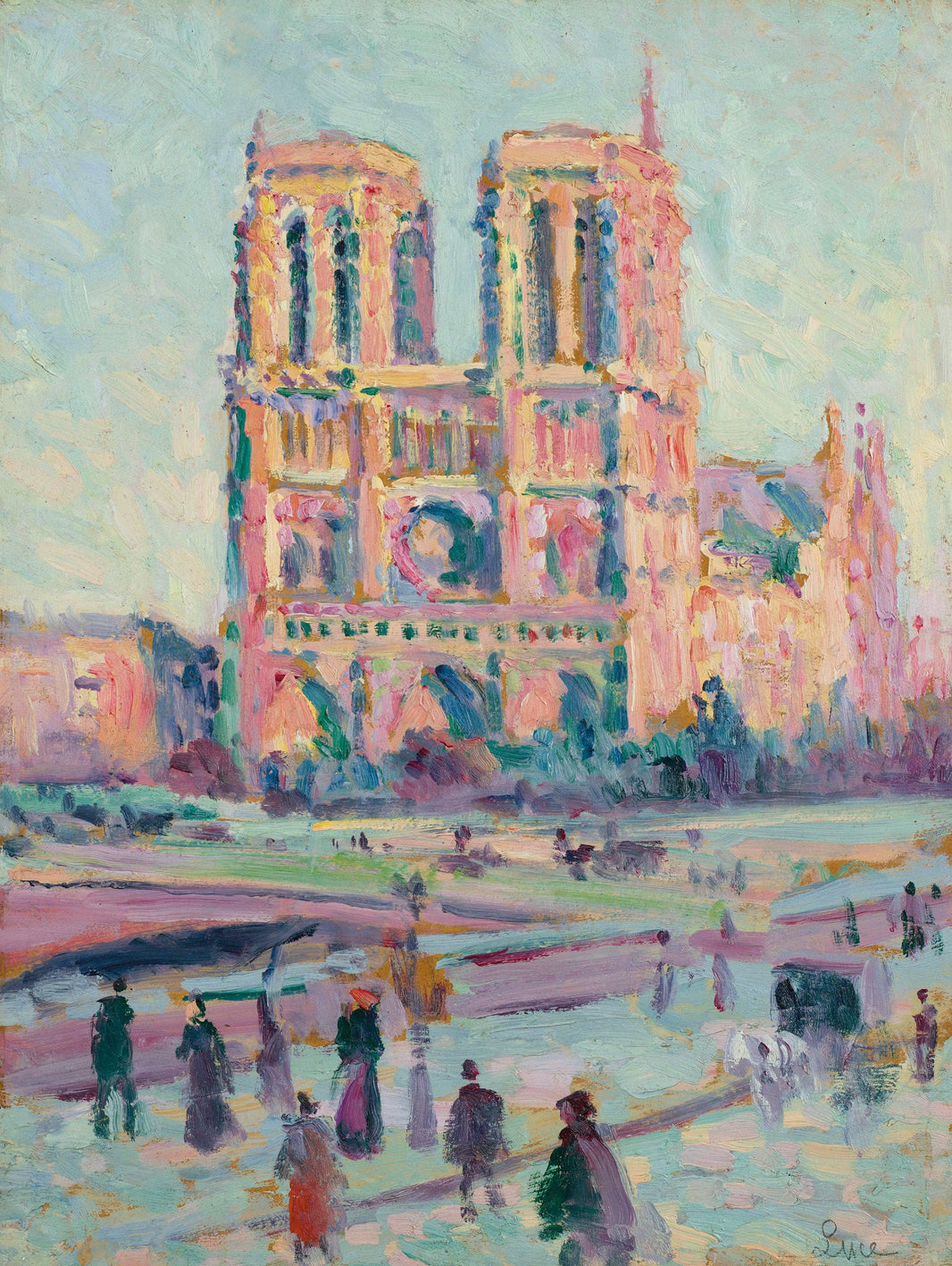 Notre-dame De Paris by Maximilien Luce — hand-painted architectural oil painting reproduction on canvas