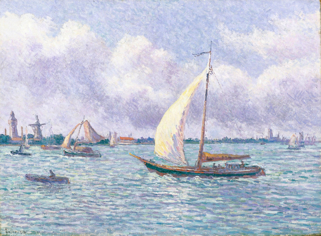 The Meuse near Dordrecht by Maximilien Luce — hand-painted landscape oil painting reproduction on canvas