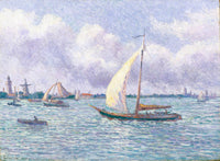 The Meuse near Dordrecht by Maximilien Luce — hand-painted landscape oil painting reproduction on canvas