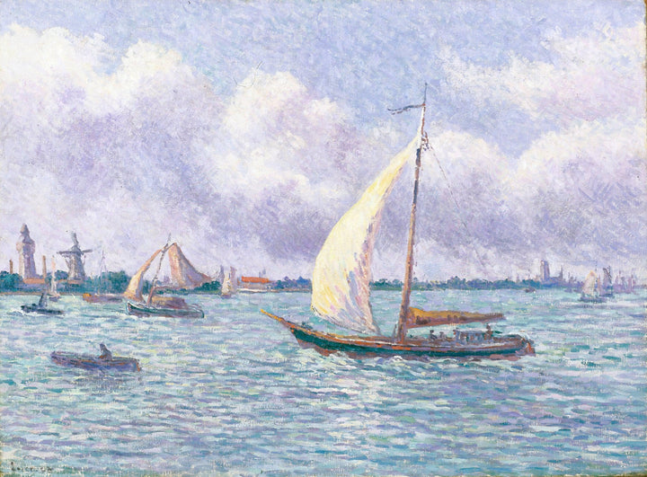 The Meuse near Dordrecht by Maximilien Luce — hand-painted landscape oil painting reproduction on canvas