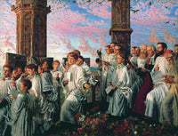 May Morning on Magdalen College Tower, Oxford by William Holman Hunt — hand-painted portrait oil painting reproduction on canvas