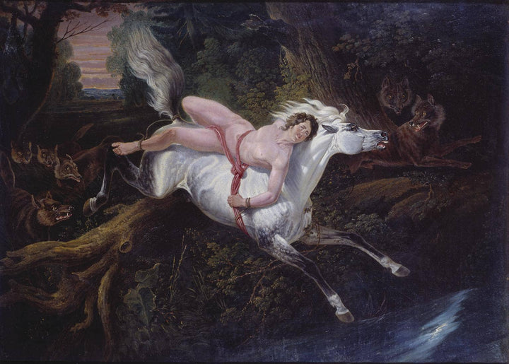 Mazeppa Pursued by Wolves (after Horace Vernet) by John Frederick Herring Sr. — hand-painted fantasy oil painting reproduction on canvas