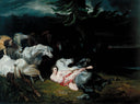 Mazeppa Surrounded by Horses (after Horace Vernet) by John Frederick Herring Sr. — forest oil painting wall art, Romanticism