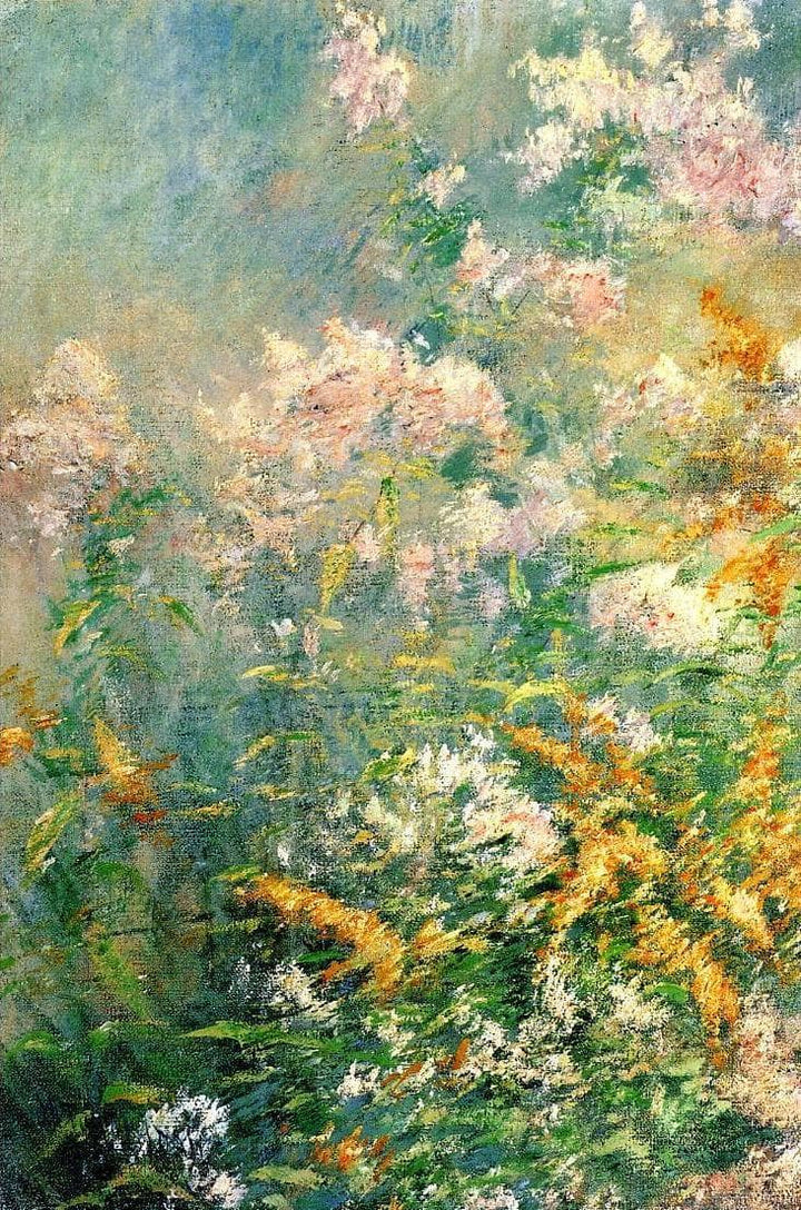 Meadow Flowers (Golden Rod and Wild Aster) by John Henry Twachtman — hand-painted botanical oil painting reproduction on canvas