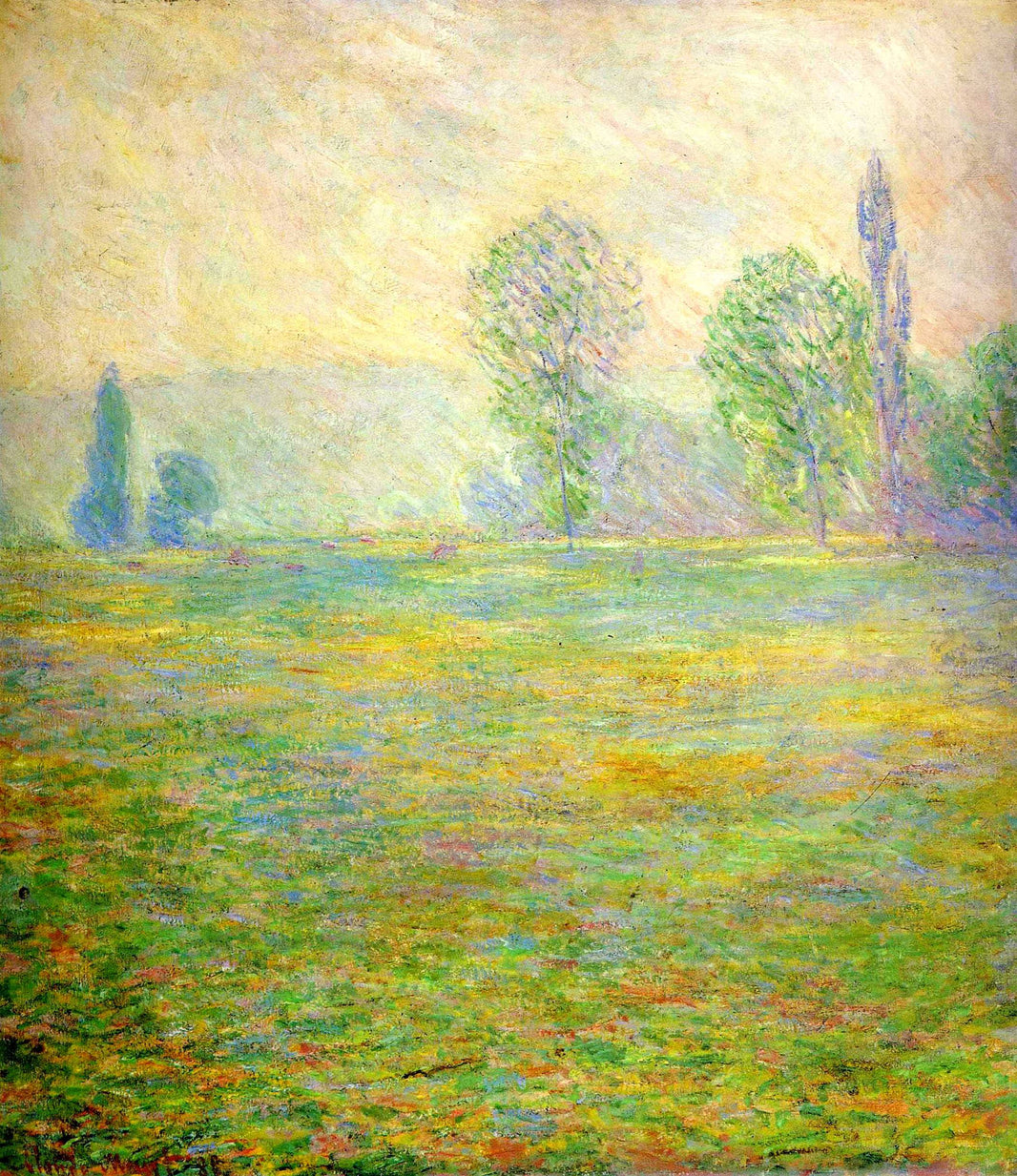 Meadows in Giverny by Claude Monet — hand-painted botanical oil painting reproduction on canvas