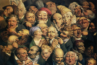 Meeting of thirty-five heads of expression by Honore Daumier — oil painting reproduction