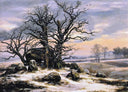 Megalithic Grave in Winter by Johan Christian Dahl — hand-painted botanical oil painting reproduction on canvas