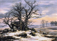 Megalithic Grave in Winter by Johan Christian Dahl — hand-painted botanical oil painting reproduction on canvas