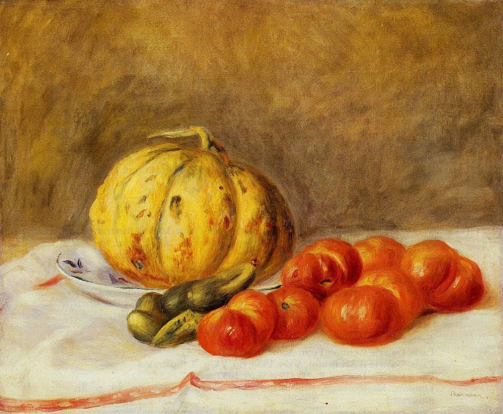 Melon and Tomatos by Pierre-Auguste Renoir — hand-painted photography oil painting reproduction on canvas