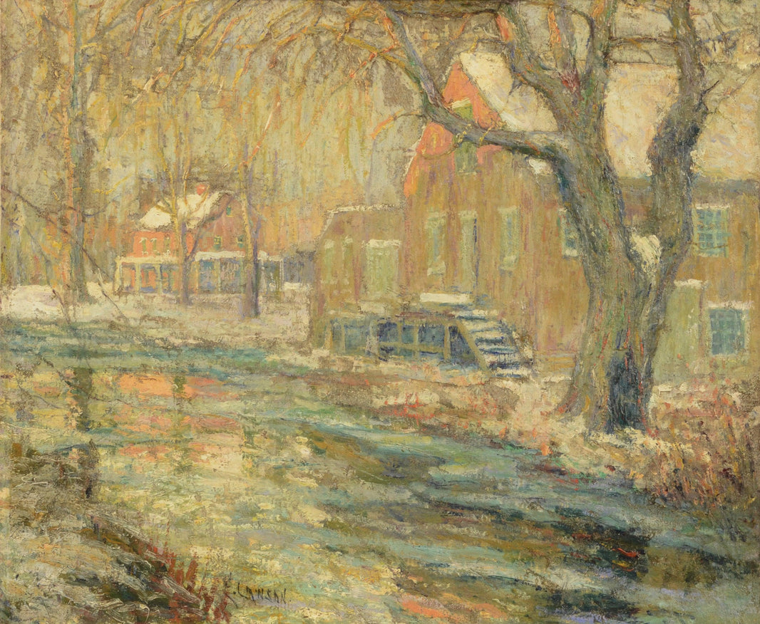 Melting Snow. Early Spring by Ernest Lawson — hand-painted landscape oil painting reproduction on canvas