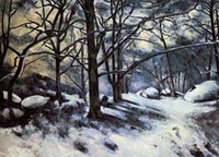 Melting Snow. Fontainbleau by Paul Cezanne — hand-painted botanical oil painting reproduction on canvas