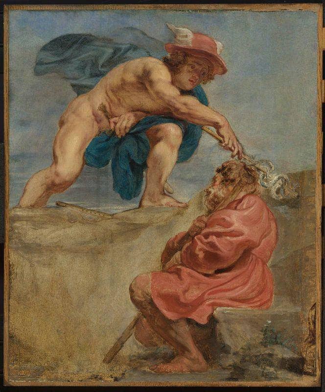 Mercury and a Sleeping Herdsman by Peter Paul Rubens — hand-painted cultural oil painting reproduction on canvas