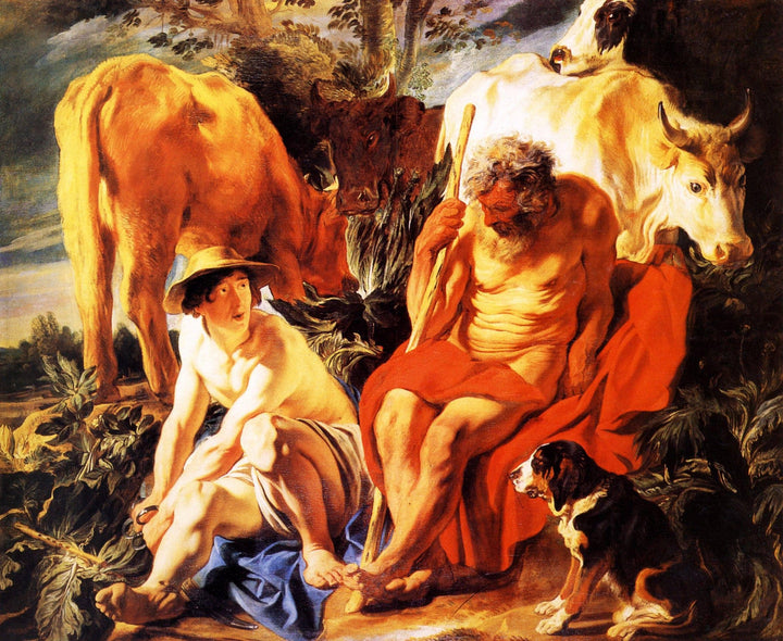Mercury and Argos by Jacob Jordaens — hand-painted animal oil painting reproduction on canvas