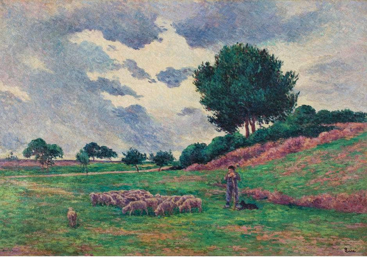 Méréville, The Flock Of Sheep by Maximilien Luce — hand-painted landscape oil painting reproduction on canvas