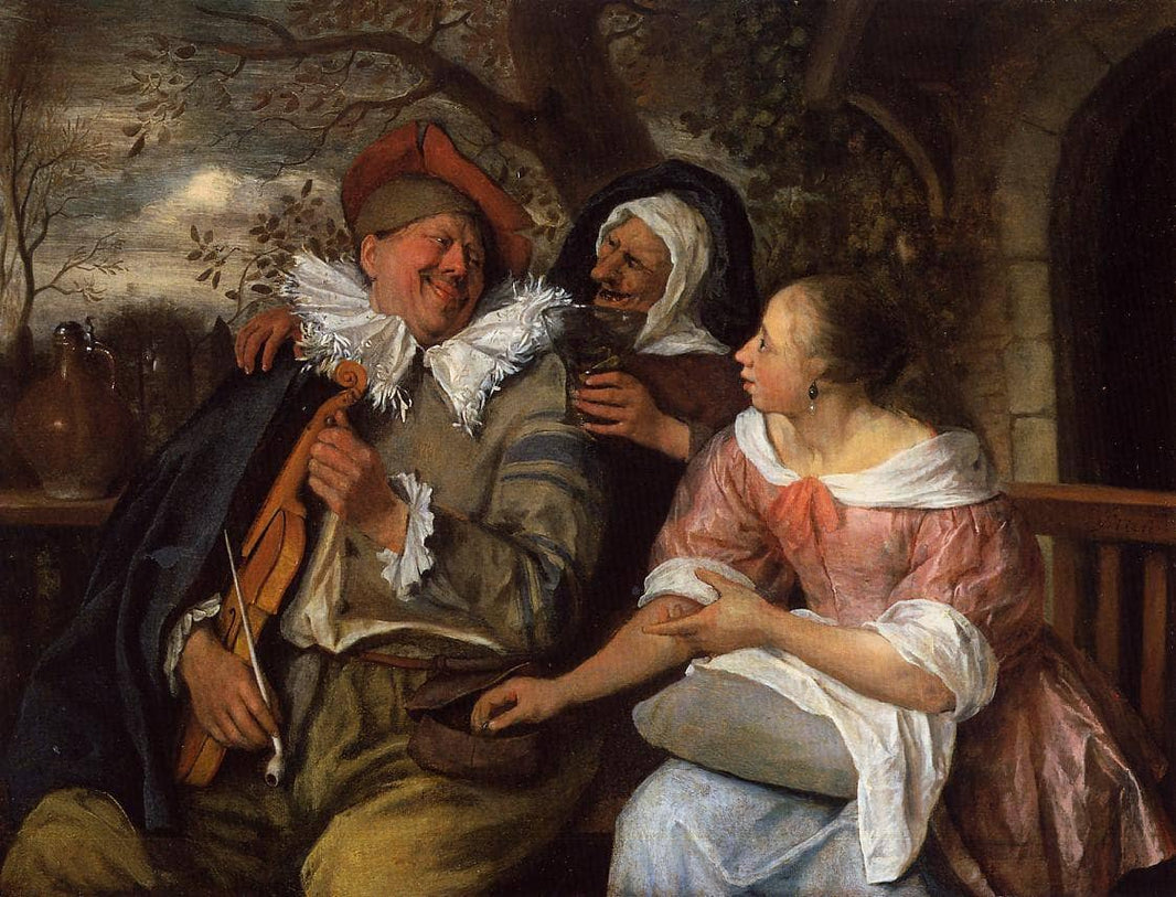 Merry Threesome by Jan Steen — hand-painted portrait oil painting reproduction on canvas