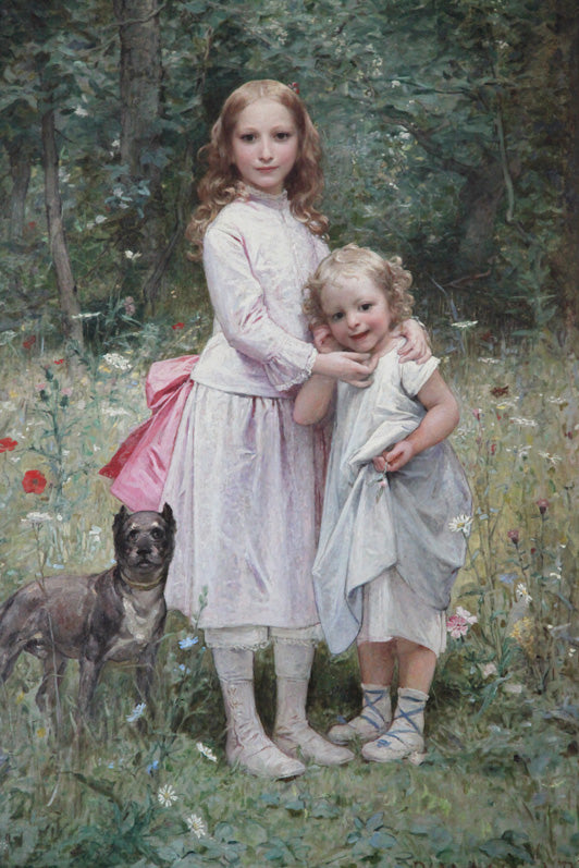 My daughters, Eva and Jeanne by Diogène Maillart — hand-painted portrait oil painting reproduction on canvas