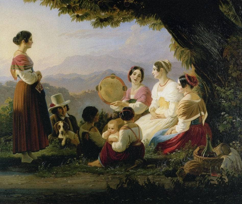 Outing in the Mounti Albani Hills near Rome by Ernst Meyer — hand-painted portrait oil painting reproduction on canvas