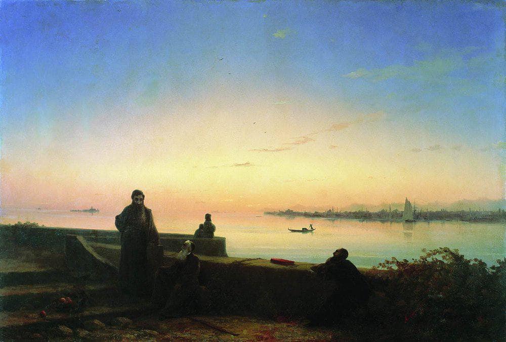 Mhitarists on island of St. Lazarus by Ivan Aivazovsky — hand-painted landscape oil painting reproduction on canvas