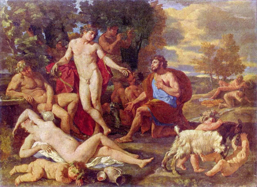 Midas and Bacchus by Nicolas Poussin — hand-painted cultural oil painting reproduction on canvas