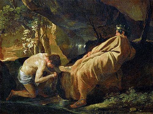 Midas at the Source of the River Pactolus by Nicolas Poussin — hand-painted landscape oil painting reproduction on canvas
