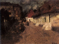 Midnight Mass by Frits Thaulow — hand-painted architectural oil painting reproduction on canvas