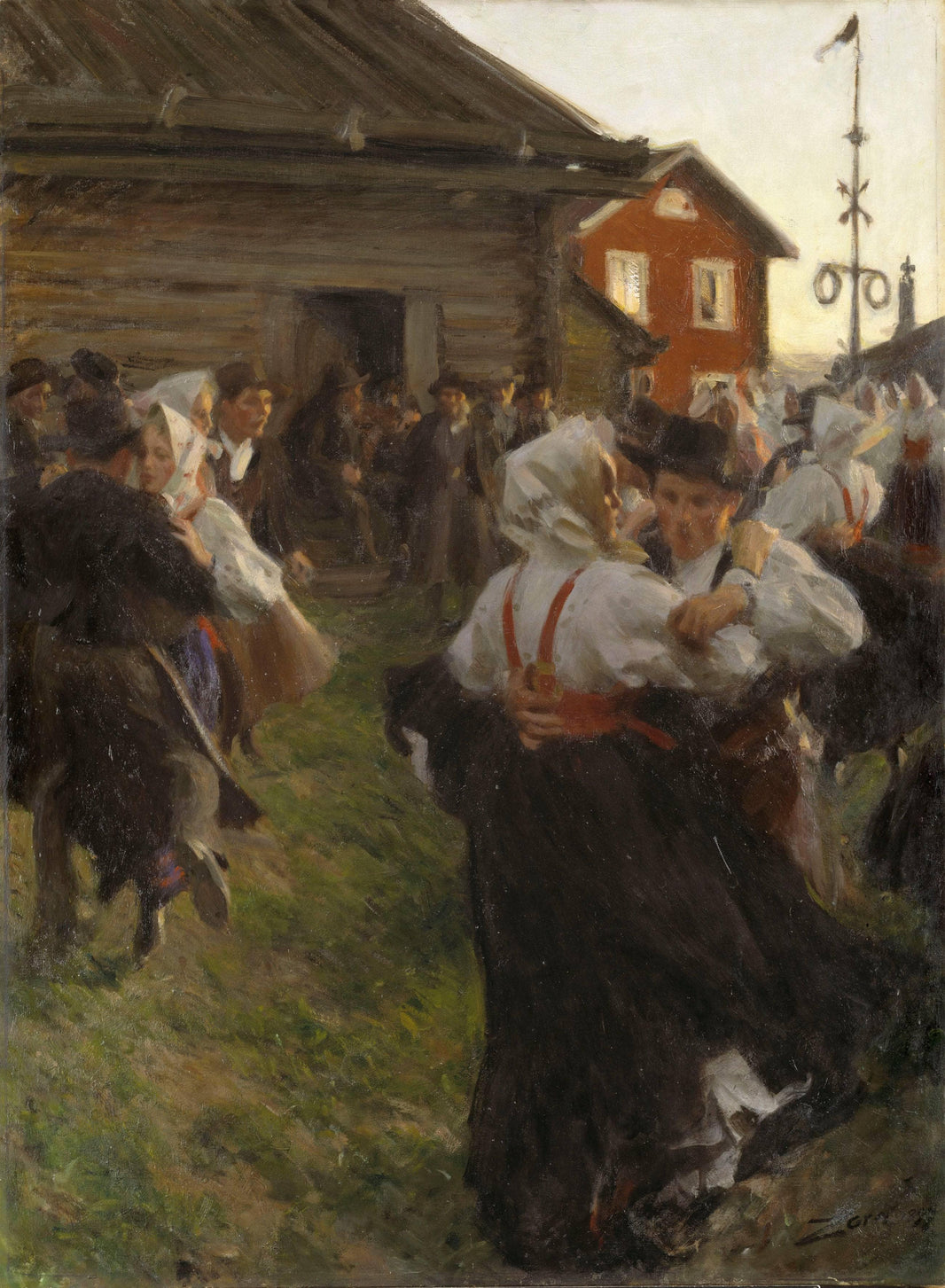 Midsummer dance by Anders Zorn — hand-painted landscape oil painting reproduction on canvas