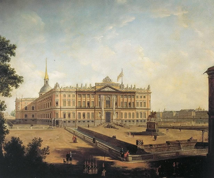 Mihailovsk castle by Vladimir Borovikovsky — hand-painted architectural oil painting reproduction on canvas