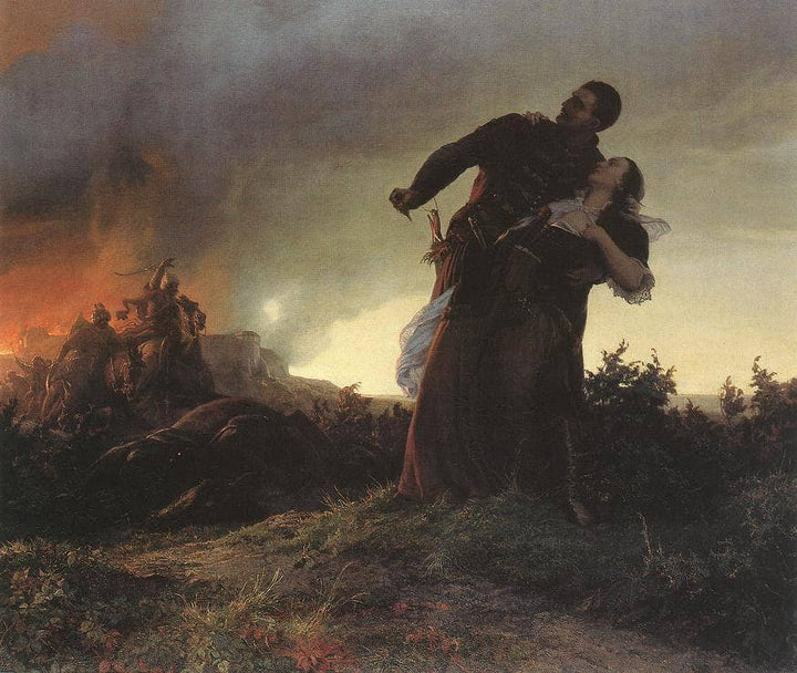 Mihály Dobozi and his Wife by Bertalan Szekely — hand-painted abstract oil painting reproduction on canvas