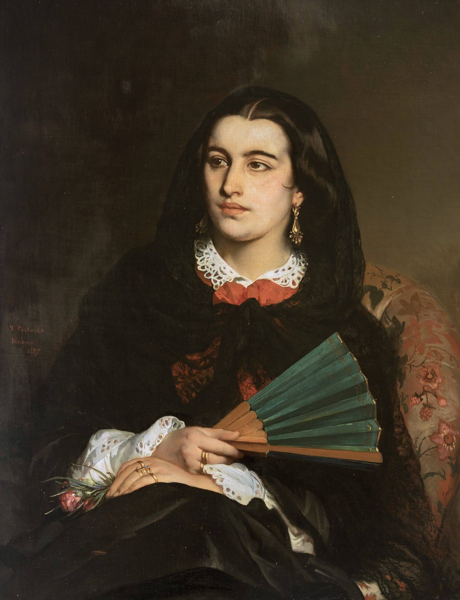 Milanese lady with a fan - Jean-François Portaels