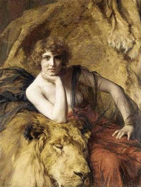 Woman with a lion by Émile Friant — hand-painted portrait oil painting reproduction on canvas