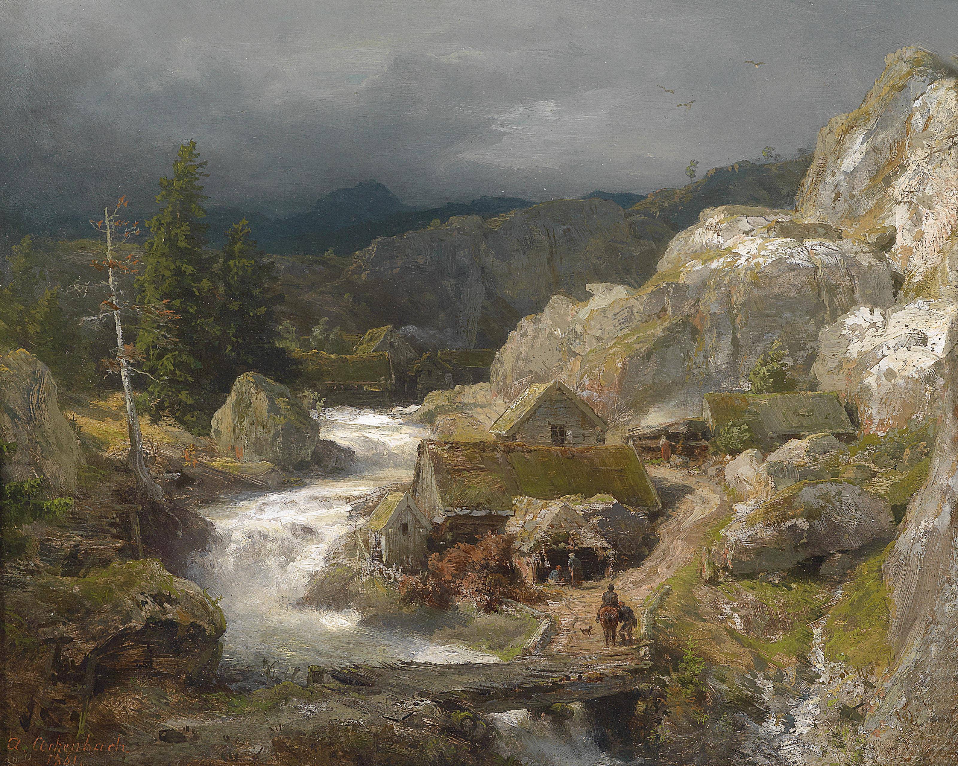 Mill on the mountain stream - Andreas Achenbach