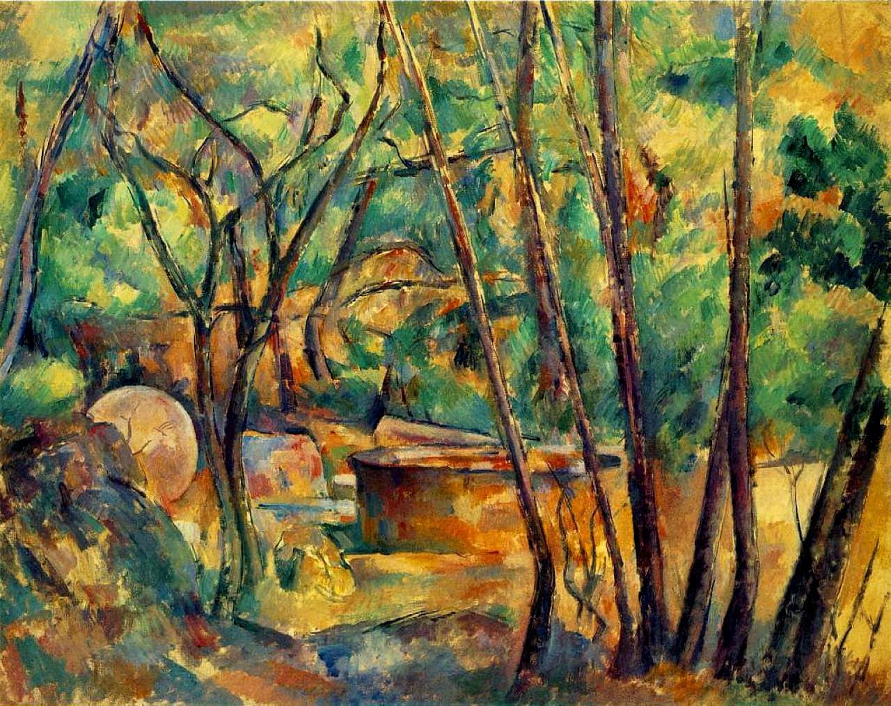 Millstone and Cistern Under Trees - Paul Cezanne