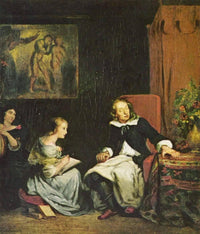 Milton dictated (Paradise Lost) to his daughters by Eugene Delacroix — hand-painted portrait oil painting reproduction on canvas