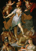 Minerva as the Victor over Ignorance by Bartholomeus Spranger — female oil painting wall art, Mannerism Late Renaissance