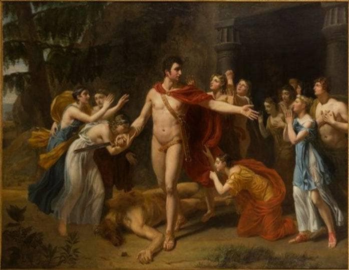 Minotaur struck down by Theseus by Merry Joseph Blondel — hand-painted portrait oil painting reproduction on canvas