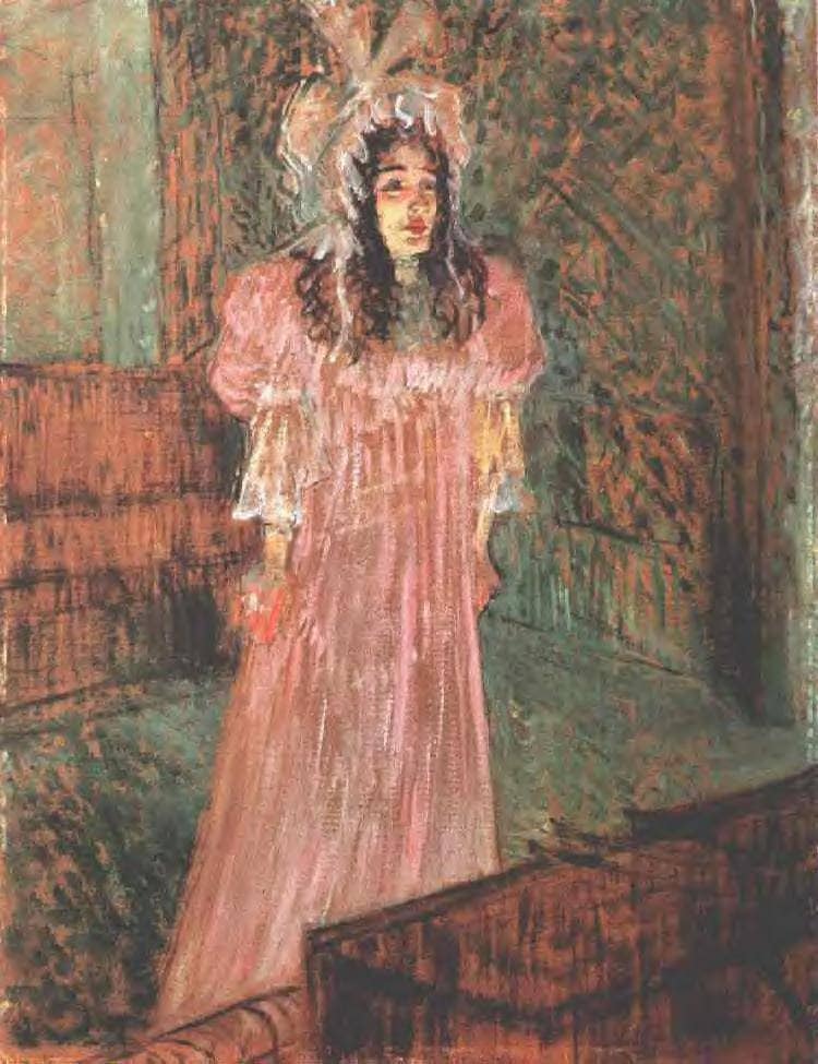 Miss May Belfort by Henri de Toulouse-Lautrec — hand-painted portrait oil painting reproduction on canvas