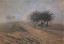 Misty Morning at Creil by Camille Pissarro — rural oil painting wall art, Impressionism