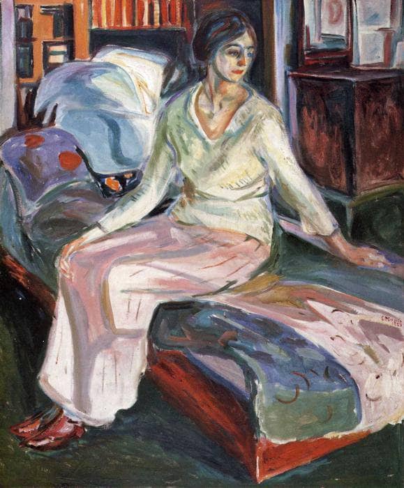Model on the Couch by Edvard Munch — hand-painted portrait oil painting reproduction on canvas