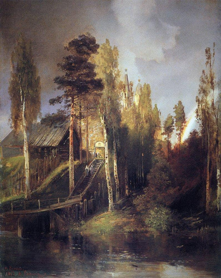 Monastery Gates by Aleksey Savrasov — hand-painted botanical oil painting reproduction on canvas