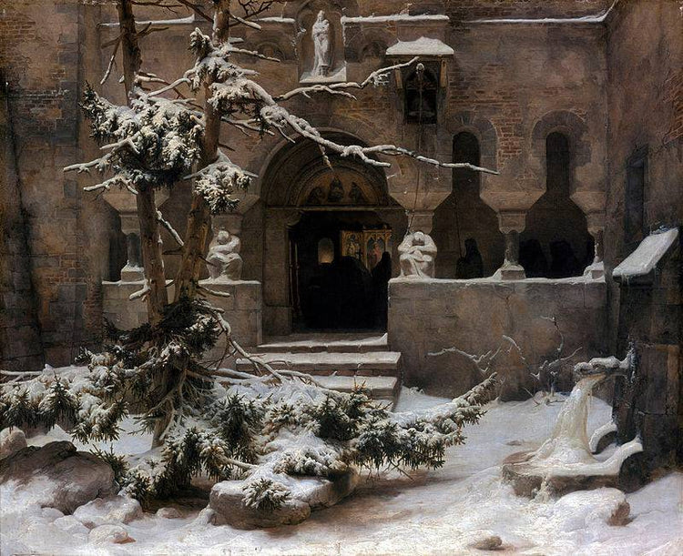 Monastery in snow - Karl Lessing