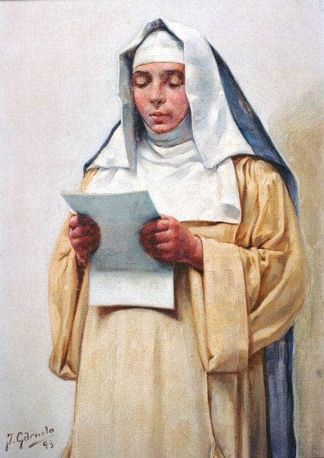 Monja Leyendo by José Garnelo — hand-painted portrait oil painting reproduction on canvas
