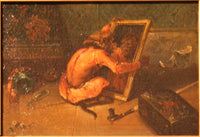 Monkey looking in a mirror by Alexandre-Gabriel Decamps — hand-painted still oil painting reproduction on canvas