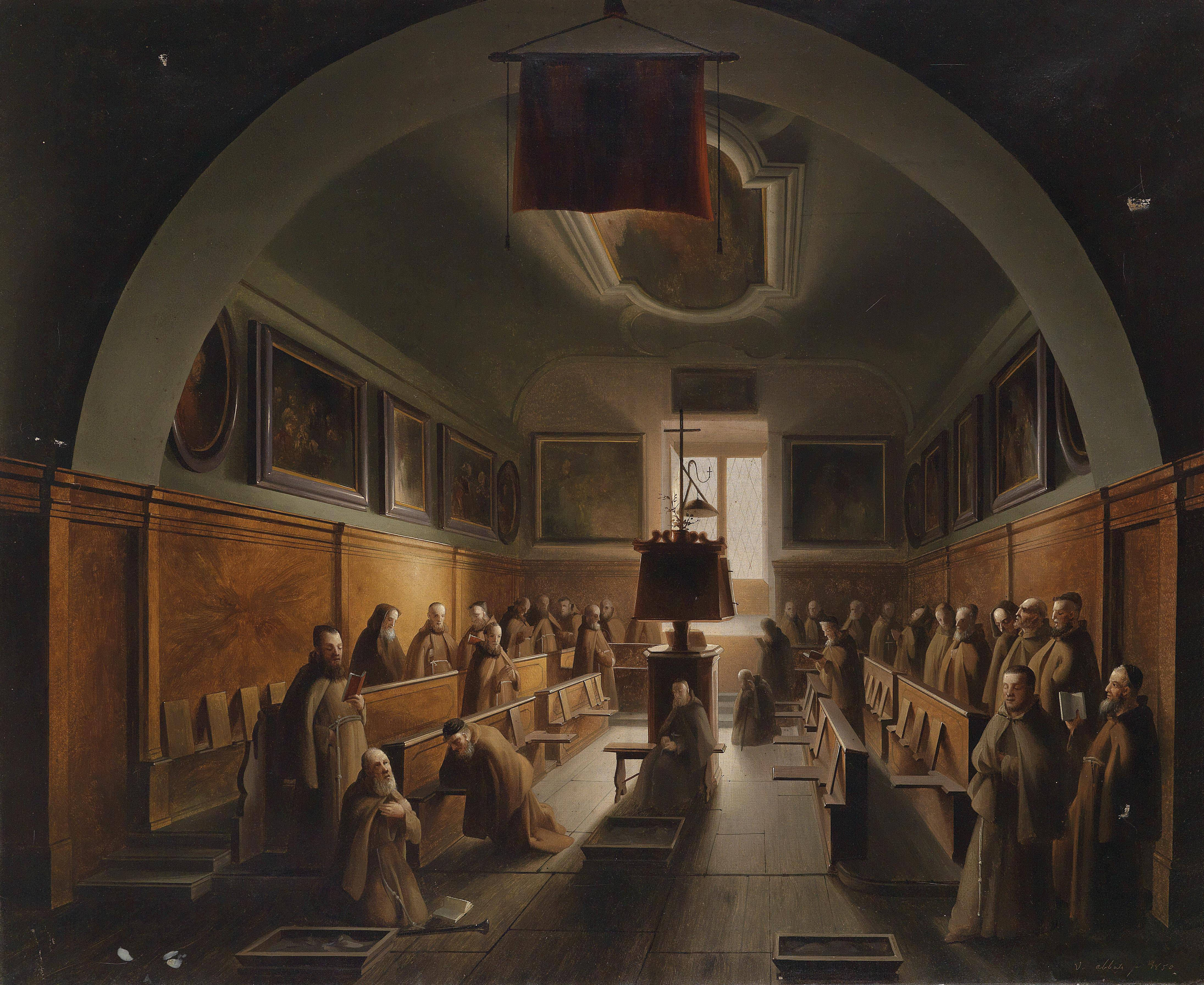 Monks in the Certosa in Padua - Vincenzo Abbati