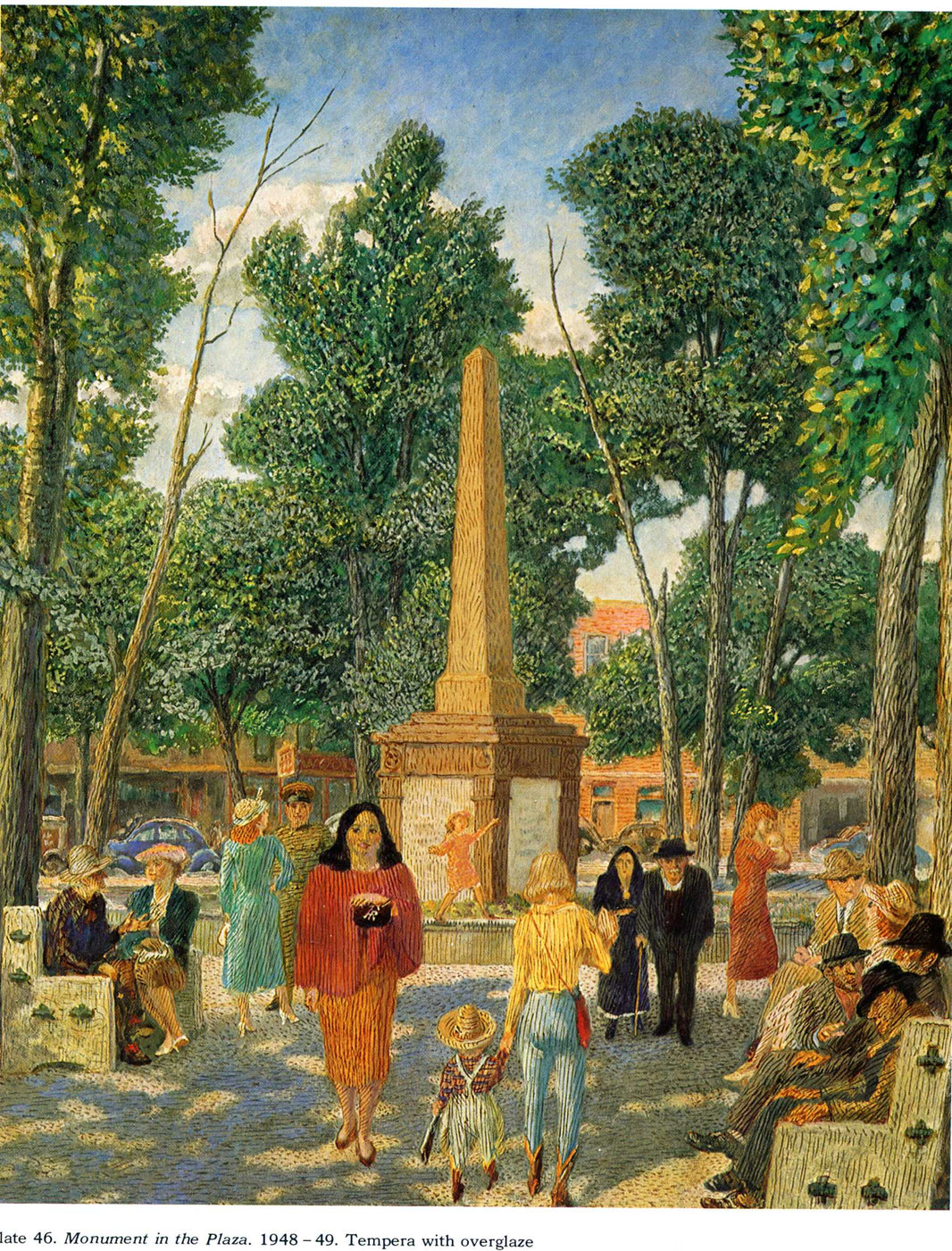 Monument in the Plaza, New York by John French Sloan — hand-painted botanical oil painting reproduction on canvas
